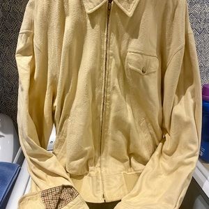 RALPH LAUREN Nubuck Suede bomber jacket with check lining Large